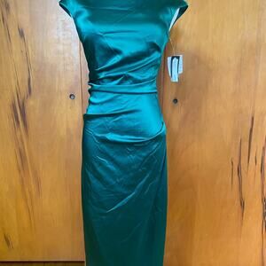 Betsy & Adam | NWT Emerald Green Satin Formal Dress Ruched - 4. Orig. $239